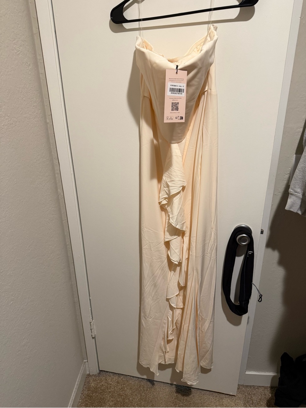 Bandeau Ruffle-Trim Corset Gown in Ivory